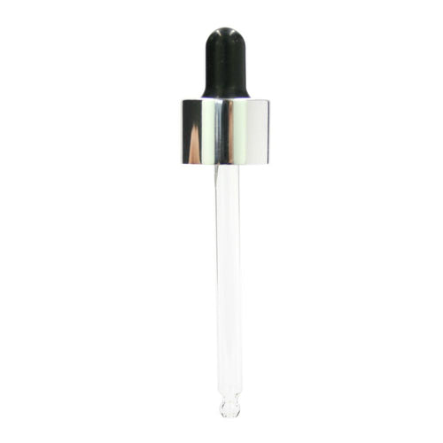 Pipette Dropper Top for Aromatherapy Bottle - 20mm - Silver & Black