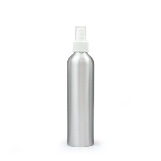 250ml Silver Aluminium Bottle with White Mist Spray (24/410) - essentoils.co.za