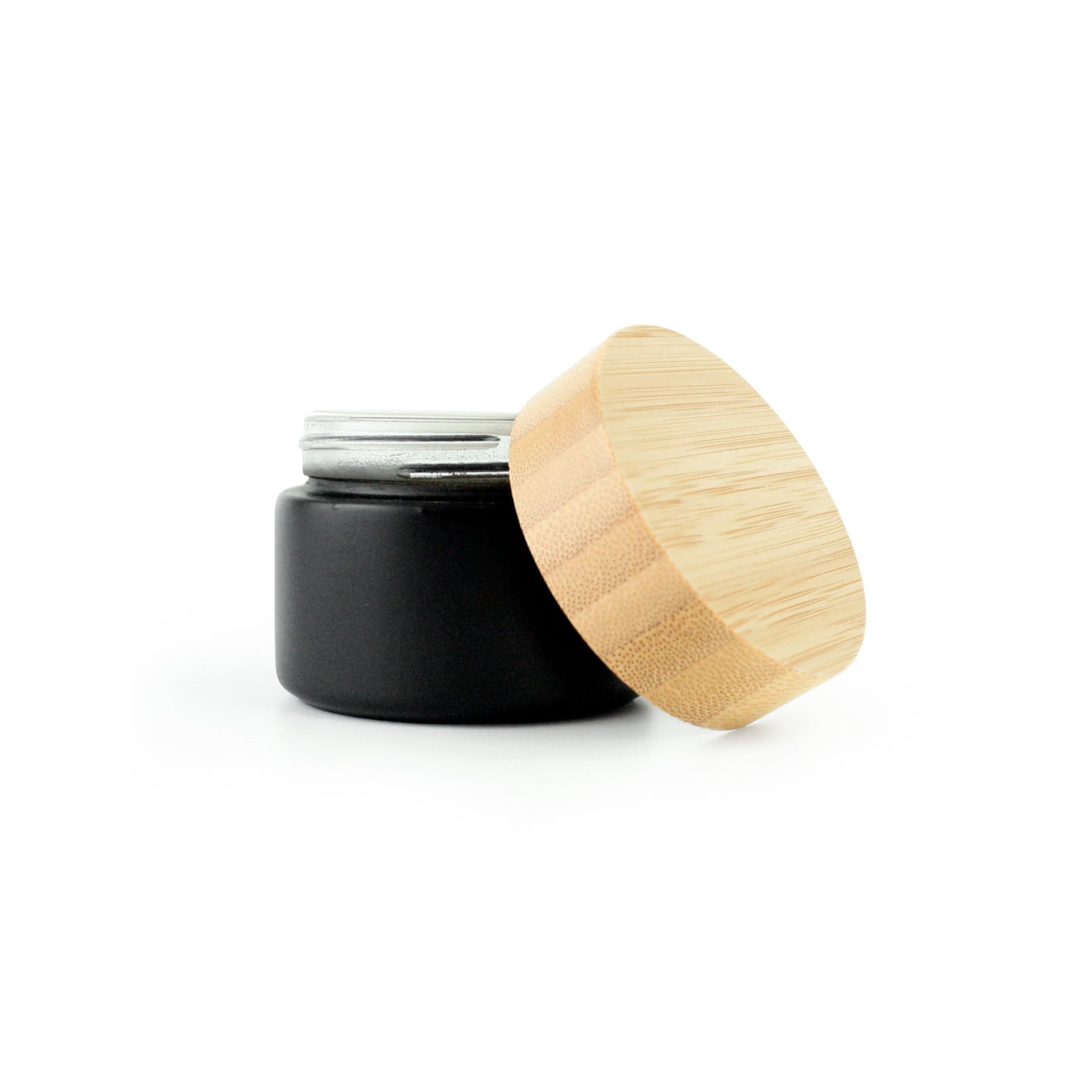 Matt Black Glass Jar with Bamboo Lid - 10ml & 50ml