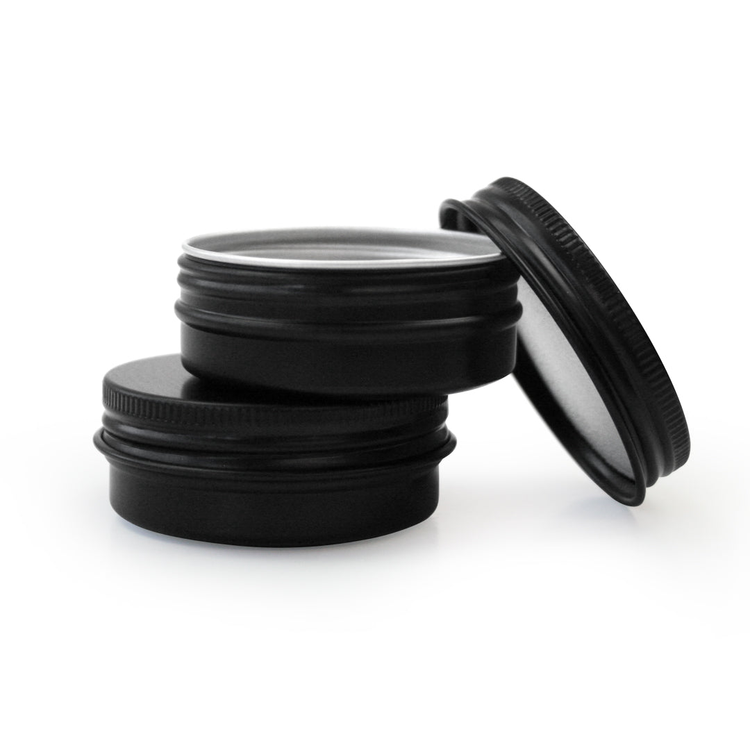 Black Aluminium Tins - 30ml - essentoils.co.za