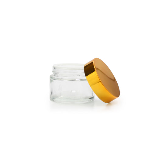 Clear Glass Jar with Gold Lid