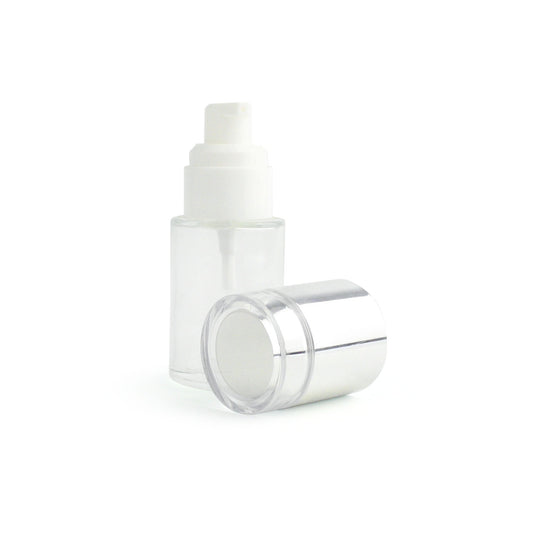 Clear Glass Serum Bottle with SilverPump - 30ml