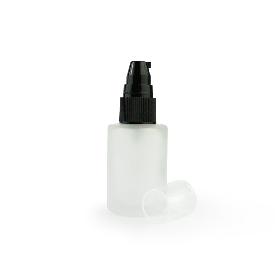 30ml & 50ml Frosted Glass Flat Shouldered Bottle with Black Serum Top