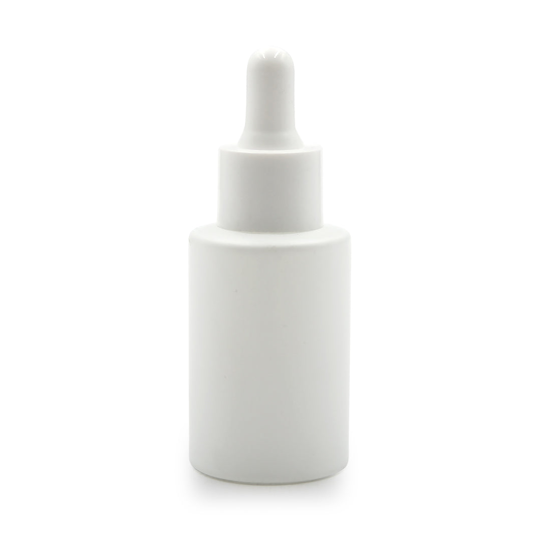 Matte White 30ml Glass Bottle with Matching Dropper