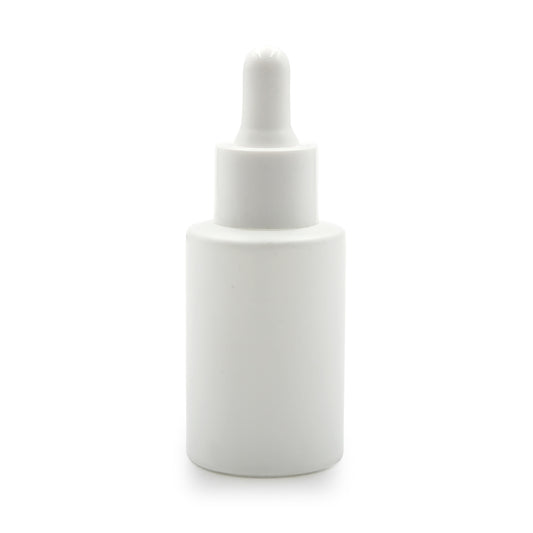Matte White 30ml Glass Bottle with Matching Dropper