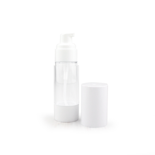 Airless Pump Clear Bottle - White Cap - 30ml