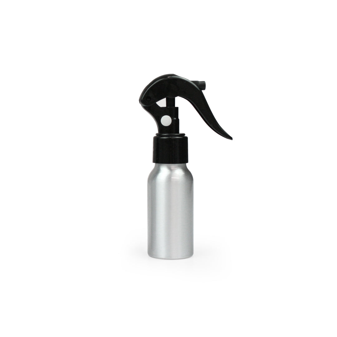 50ml Silver Aluminium Bottle with Black Trigger Spray (24/410) - essentoils.co.za