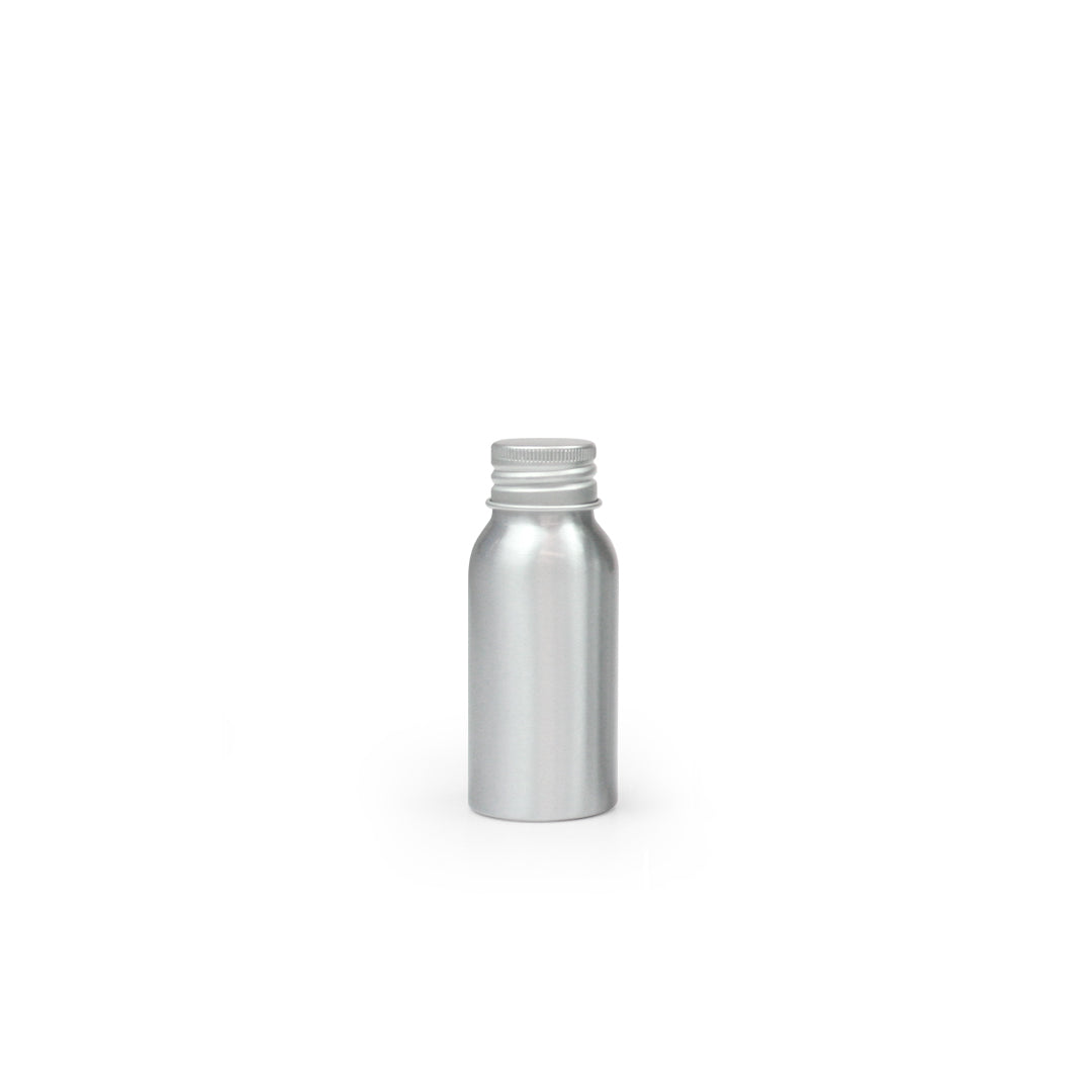 50ml Silver Aluminium Bottle with Aluminium Cap (24/410) - essentoils.co.za
