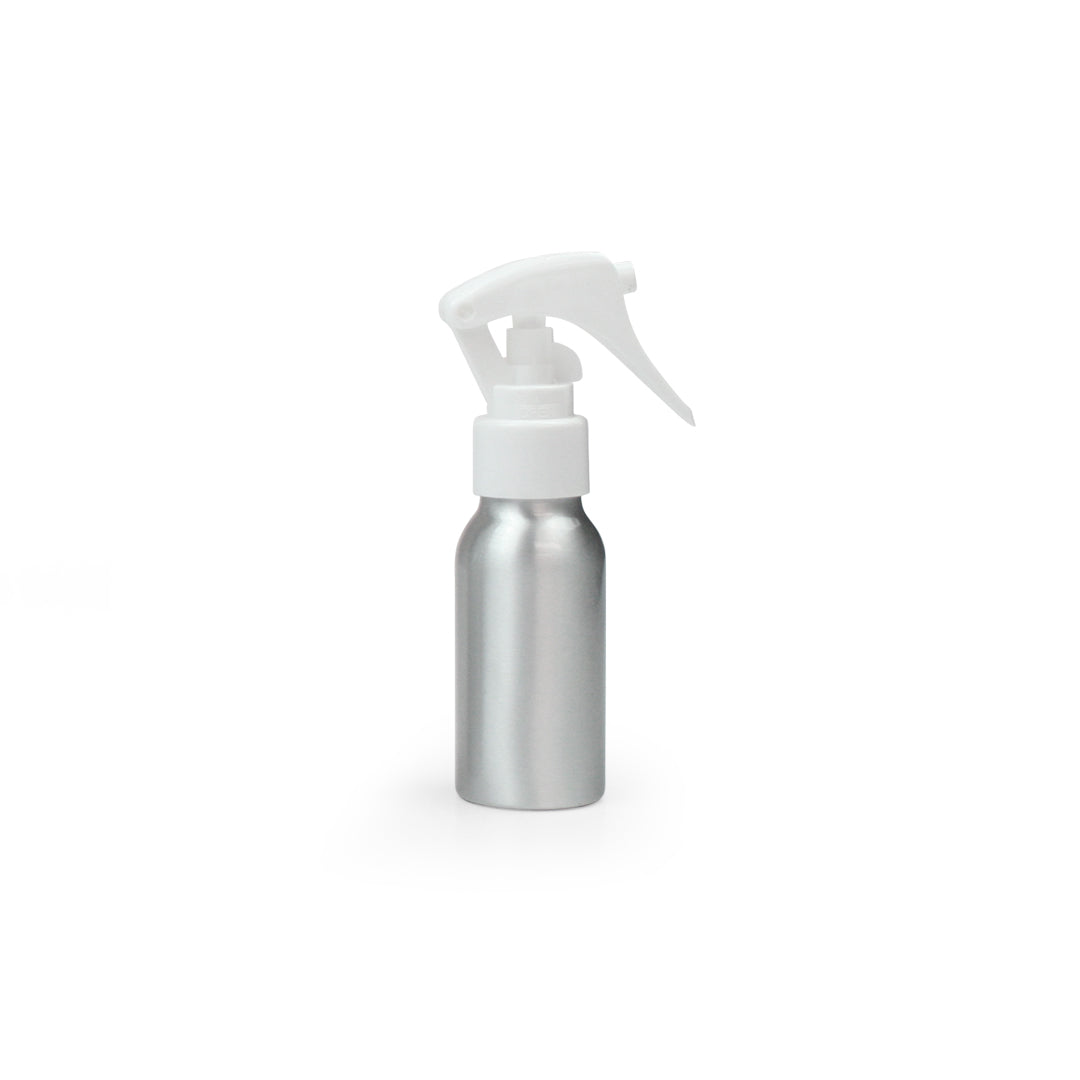 50ml Silver Aluminium Bottle with White Trigger Spray (24/410) - essentoils.co.za
