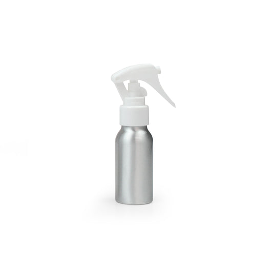 50ml Silver Aluminium Bottle with White Trigger Spray (24/410) - essentoils.co.za