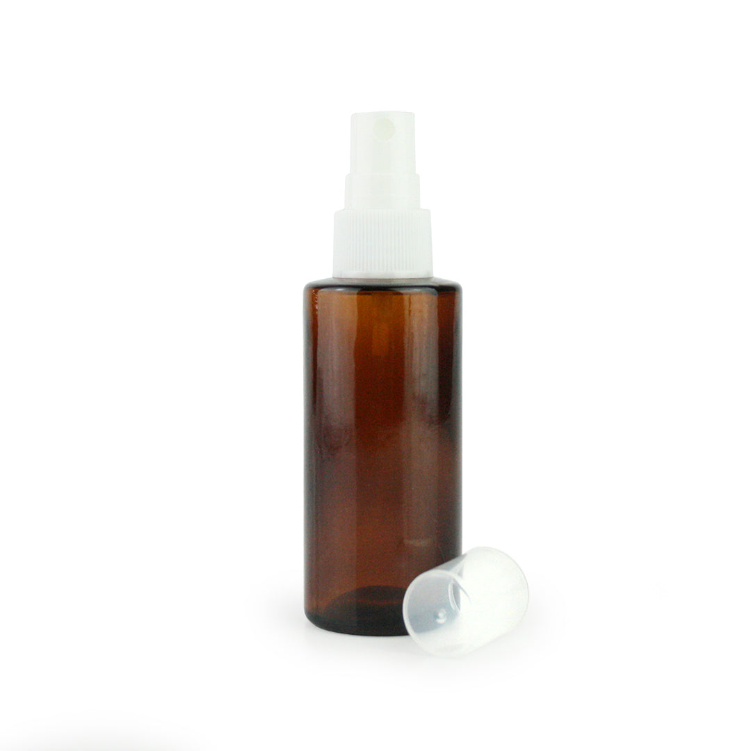 30ml & 50ml Amber Glass Flat Shouldered Bottle with White Spray Top