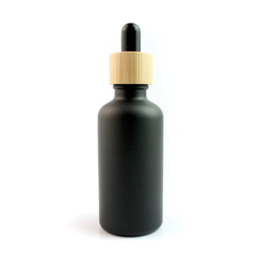 50ml Matt Black Glass Bottle with Bamboo Dropper