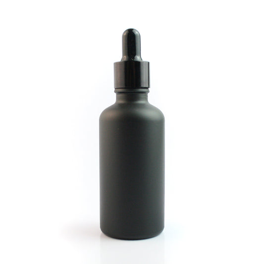 50ml Matt Black Glass Bottle with Black Dropper