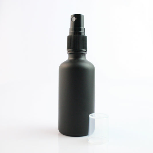 50ml Matt Black Glass Bottle with Spray Top