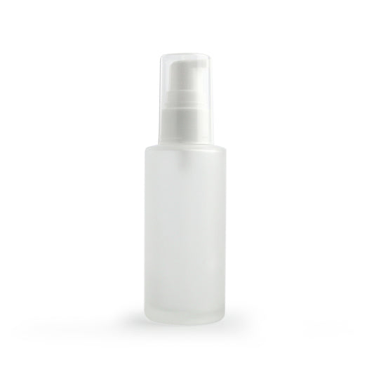 50ml & 30ml Frosted Glass Flat Shouldered Bottle with White Serum Top