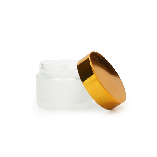 Frosted Glass Jar with Silver/Gold Lid