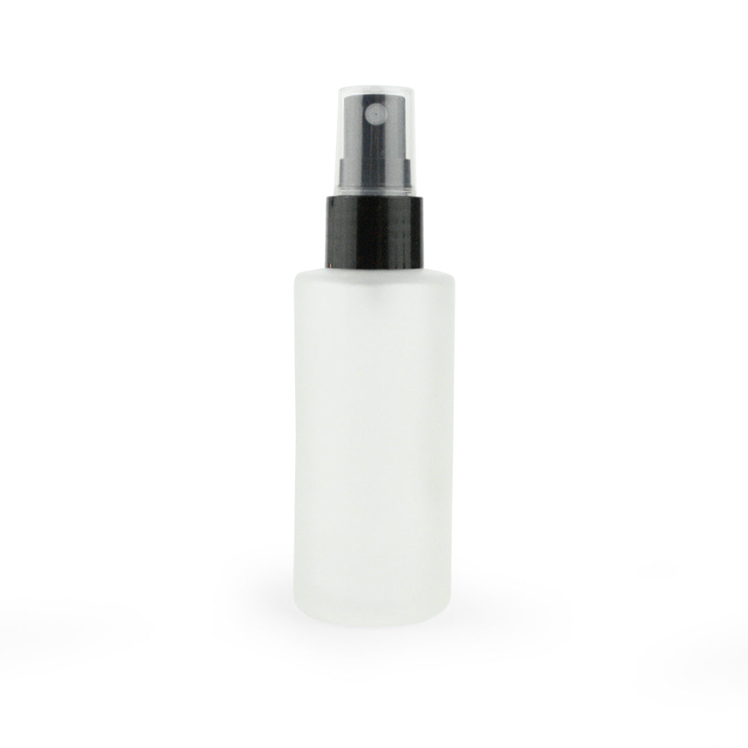 30ml & 50ml Frosted Glass Flat Shouldered Bottle with Black Spray Top