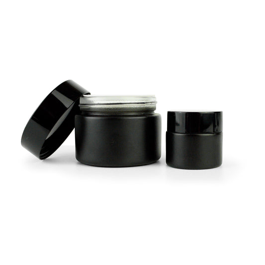 Matt Black Glass Jar with Black Lid - 10ml & 50ml