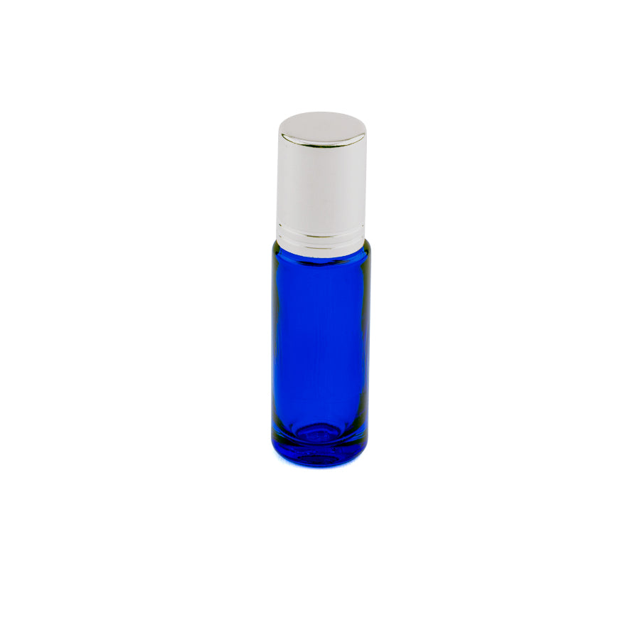 5ml Blue Glass Roller Bottles with Black Cap - Pack of 5