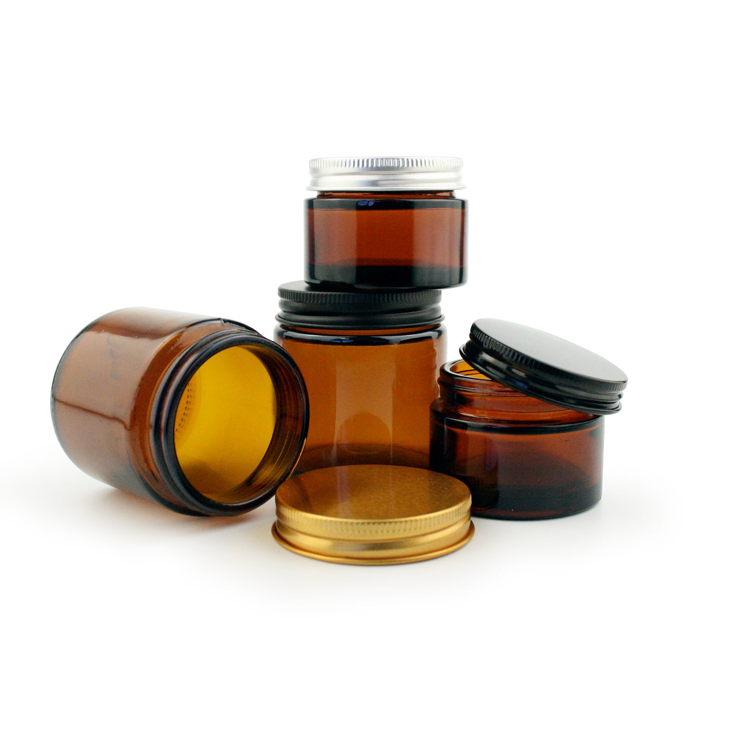 Amber Glass Jar with Aluminium Lids - 100ml