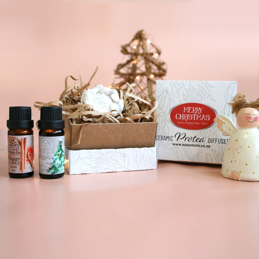 Ceramic Protea Diffuser & Essential Oil Blend Christmas Gift Set