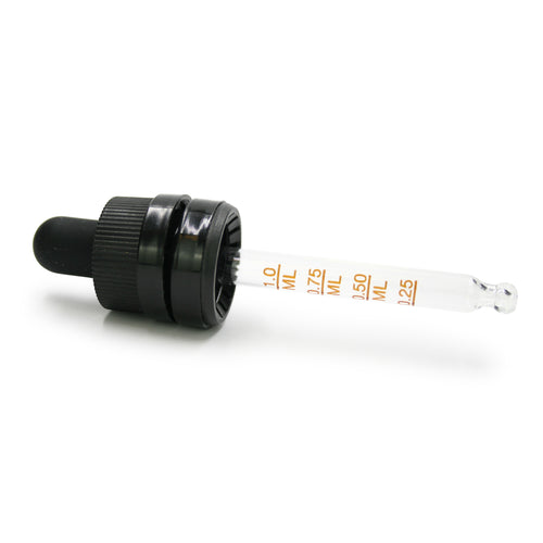 Black Child Safe Dropper Top with Measured Pipette - 18mm