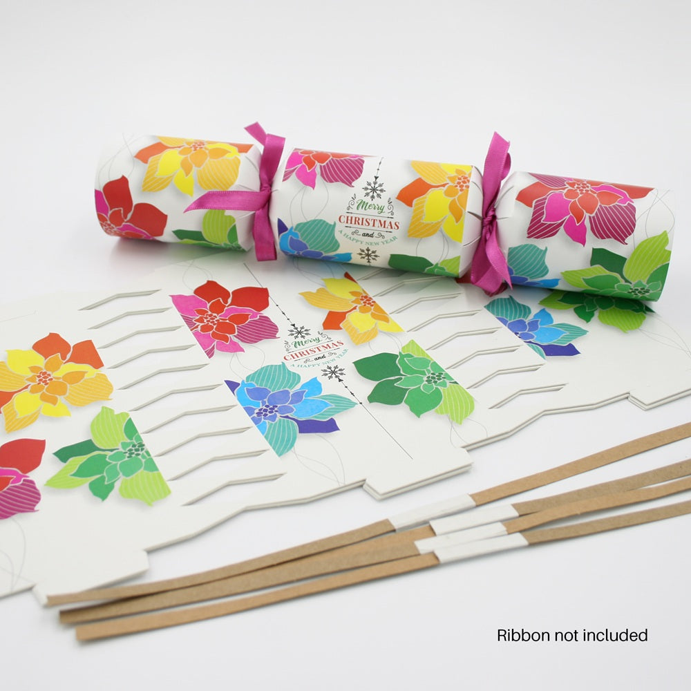 DIY Christmas Crackers – Set of 4 - Colourful Pointsettias