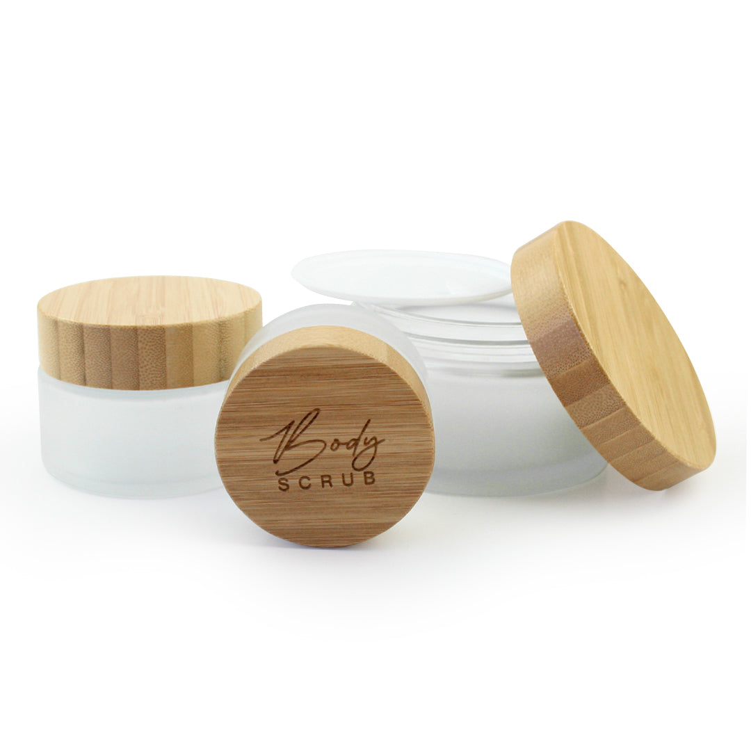 Frosted Glass Jar with Bamboo Lid - 50ml, 100ml, 200ml