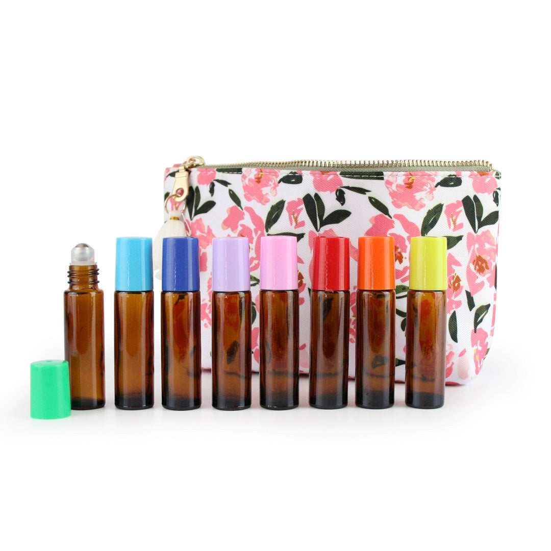 Roses 10 Bottle Travel Bag + 10 Roller Bottles