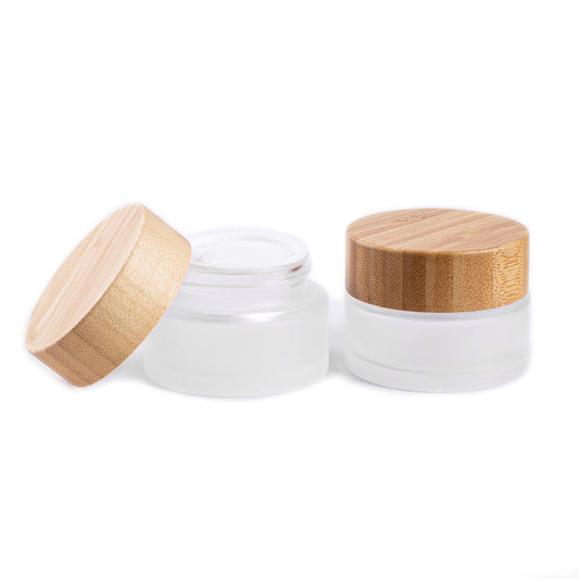 Frosted Glass Jar with Bamboo Lid - 50ml, 100ml, 200ml - 50ml - essentoils.co.za