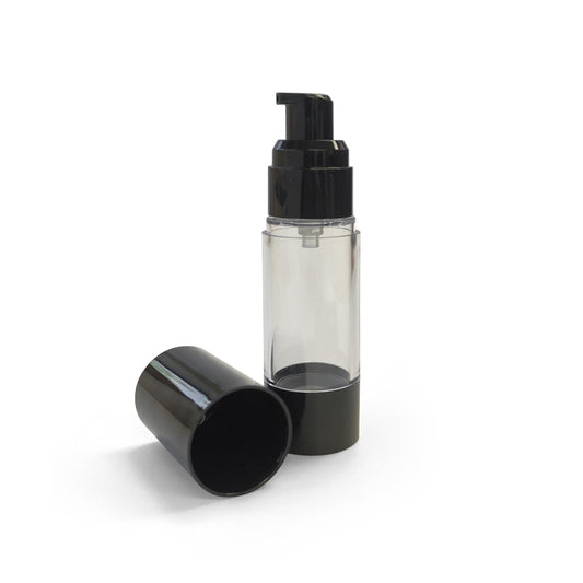Airless Pump Clear Bottle - Black Cap - 30ml & 50ml - essentoils.co.za