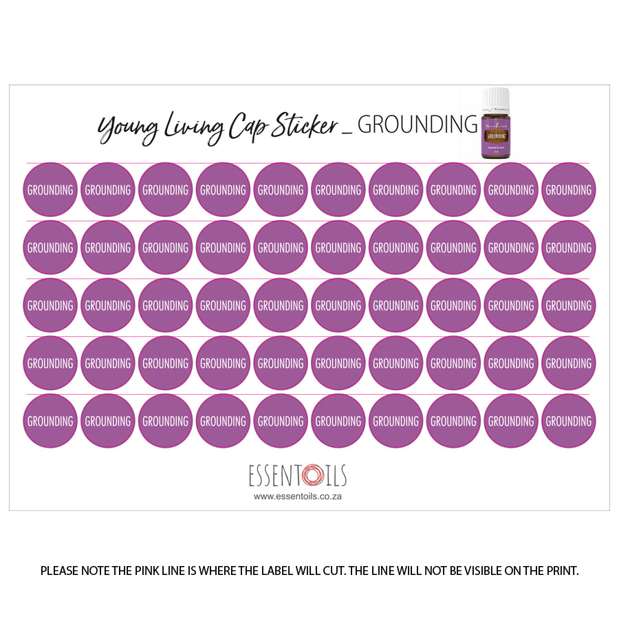 Young Living Cap Stickers - Blends - Sheets of 50 - Grounding - essentoils.co.za