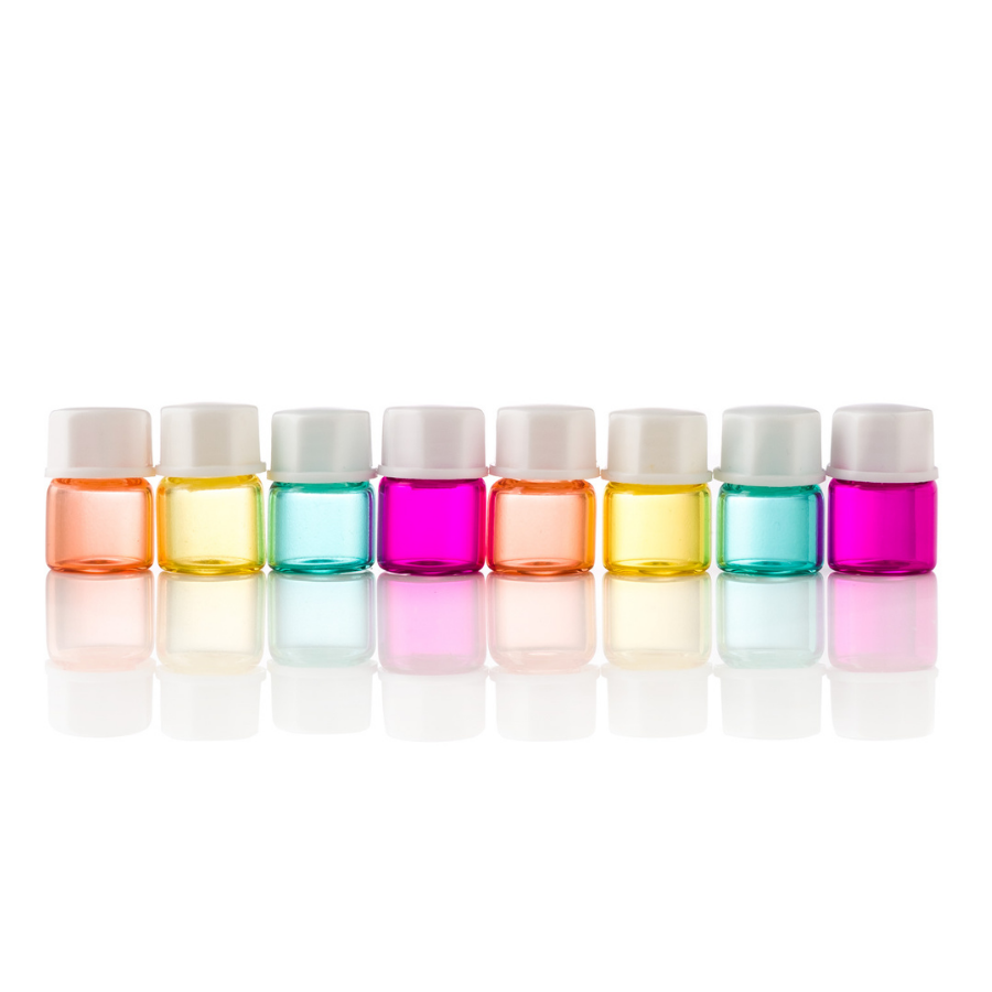 1ml Pastel Coloured Glass Sample Drams with Stopper - Pack of 8 - essentoils.co.za
