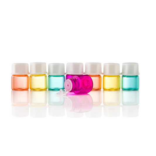 1ml Pastel Coloured Glass Sample Drams with Stopper - Pack of 8 - essentoils.co.za
