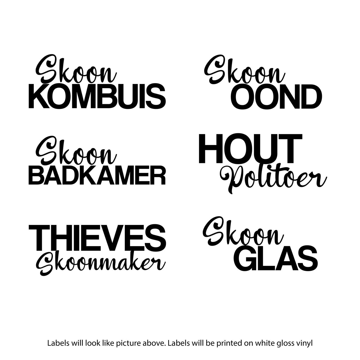 Vinyl Decal DIY Cleaning Labels with FREE Recipe Download - ENGLISH & AFRIKAANS - Afrikaans with THIEVES - essentoils.co.za