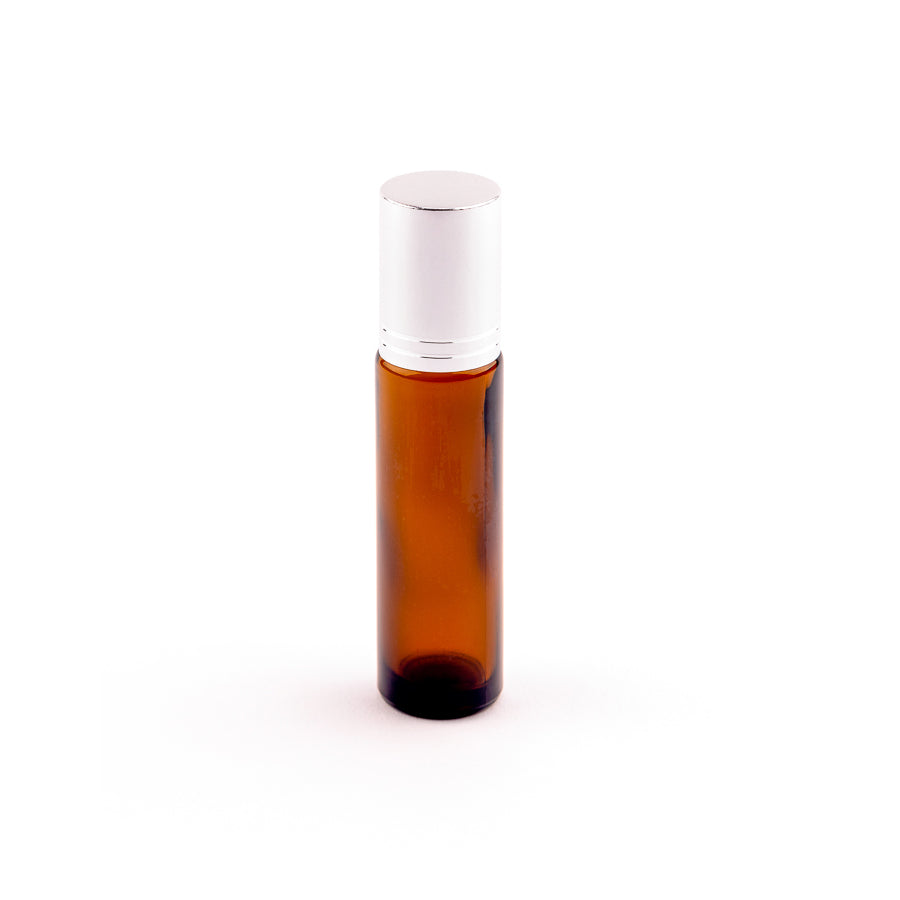 10ml Amber Glass Roller Bottles with Silver Cap - Pack of 5 - essentoils.co.za