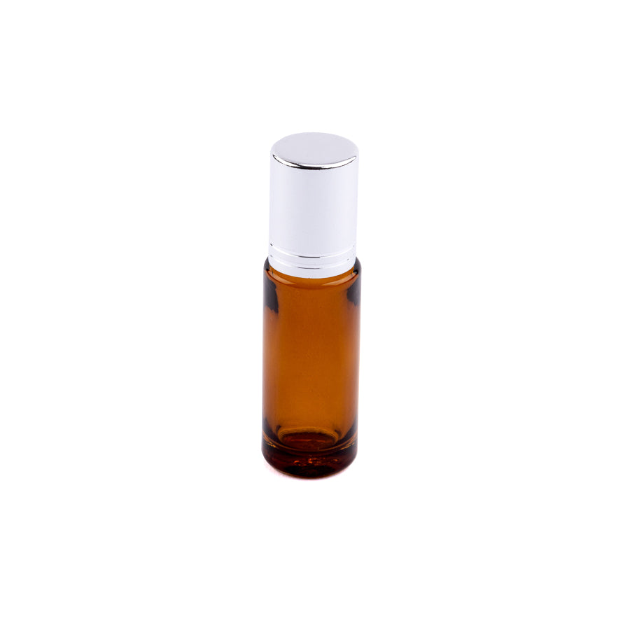 5ml Amber Roller Bottles with Silver Cap - Pack of 5 - essentoils.co.za