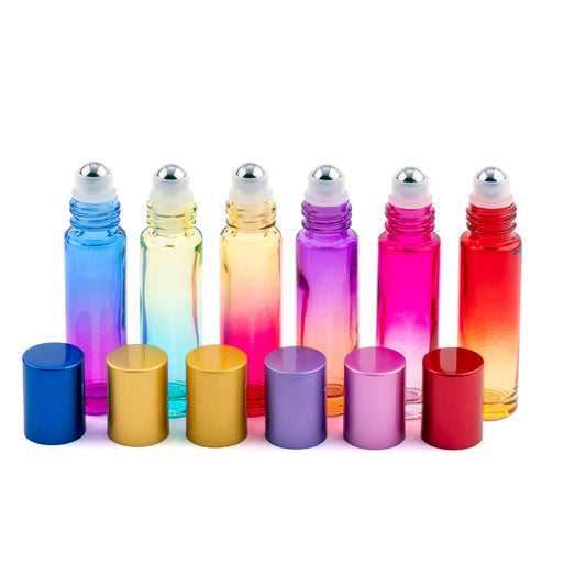 Pack of 6 Glass Ombre 10ml Roller Bottles - essentoils.co.za