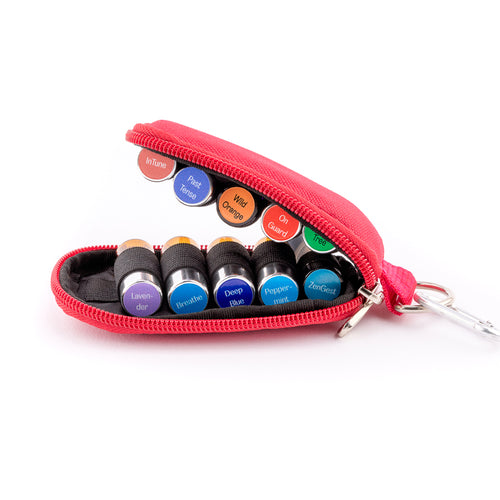 Keychain Travel Pouch with 8 Mini Rollers & 2 Drams - essentoils.co.za