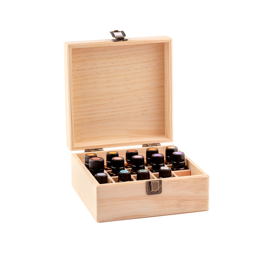 25 Slot Wooden Essential Oil Storage Box - essentoils.co.za