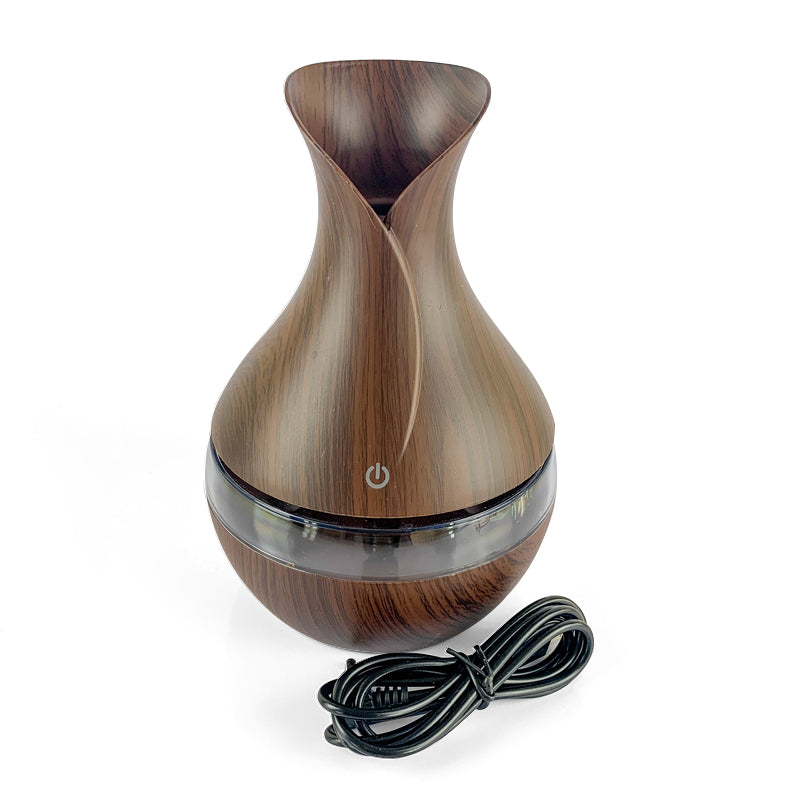 Vase Shaped USB Ultrasonic Diffuser - 300ml - Dark Wood - essentoils.co.za