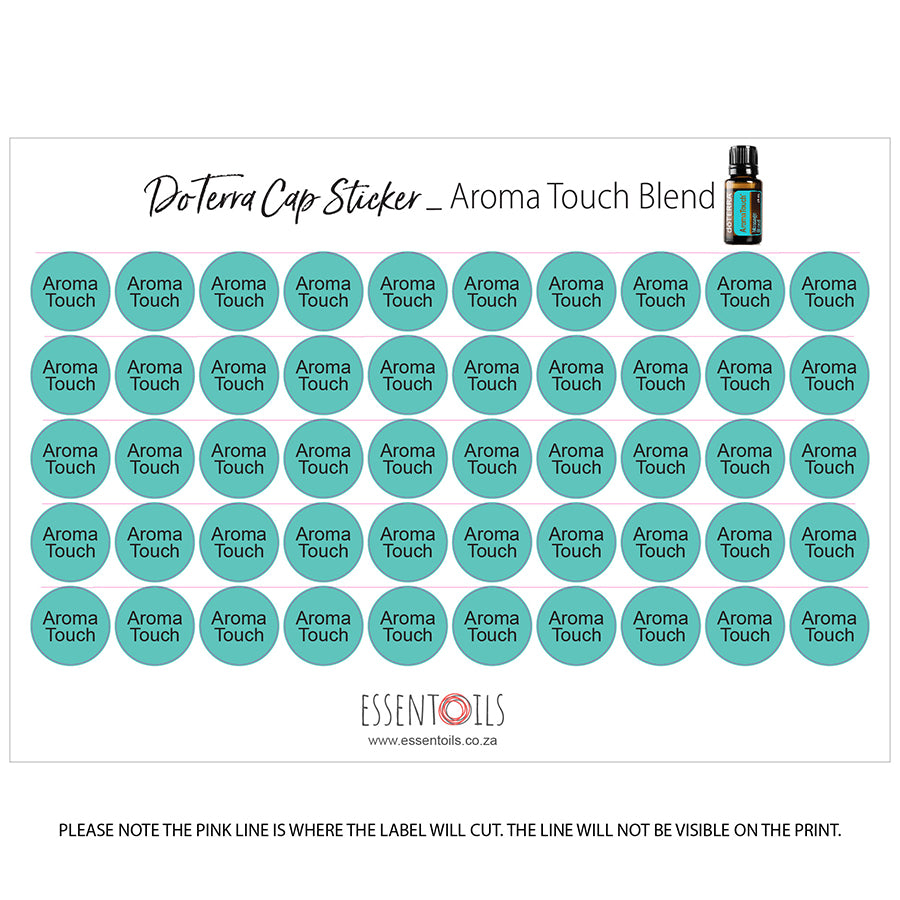 doTERRA Cap Stickers - Blends - Sheets of 50 - Aroma Touch - essentoils.co.za