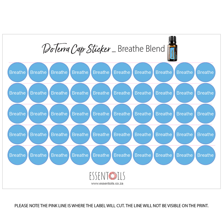 doTERRA Cap Stickers - Blends - Sheets of 50 - Breathe - essentoils.co.za