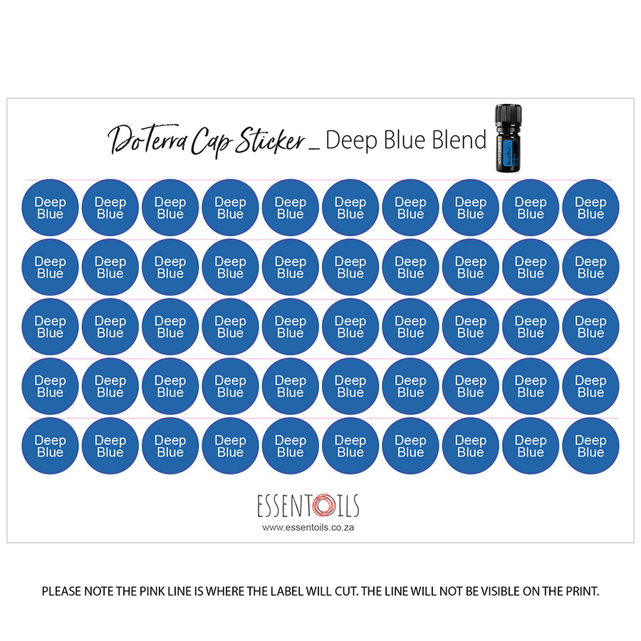 doTERRA Cap Stickers - Blends - Sheets of 50 - Deep Blue - essentoils.co.za