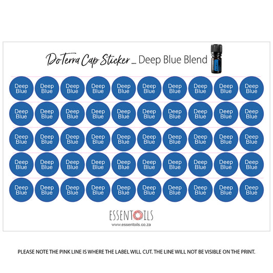 doTERRA Cap Stickers - Blends - Sheets of 50 - Deep Blue - essentoils.co.za