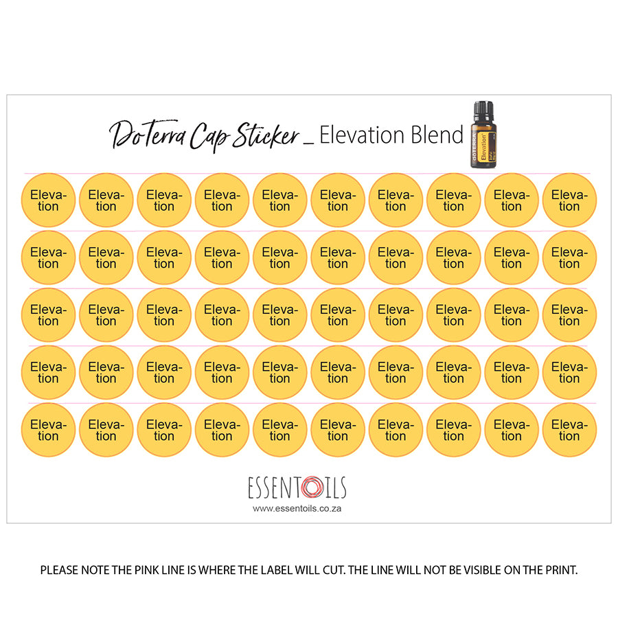 doTERRA Cap Stickers - Blends - Sheets of 50 - Elevation - essentoils.co.za