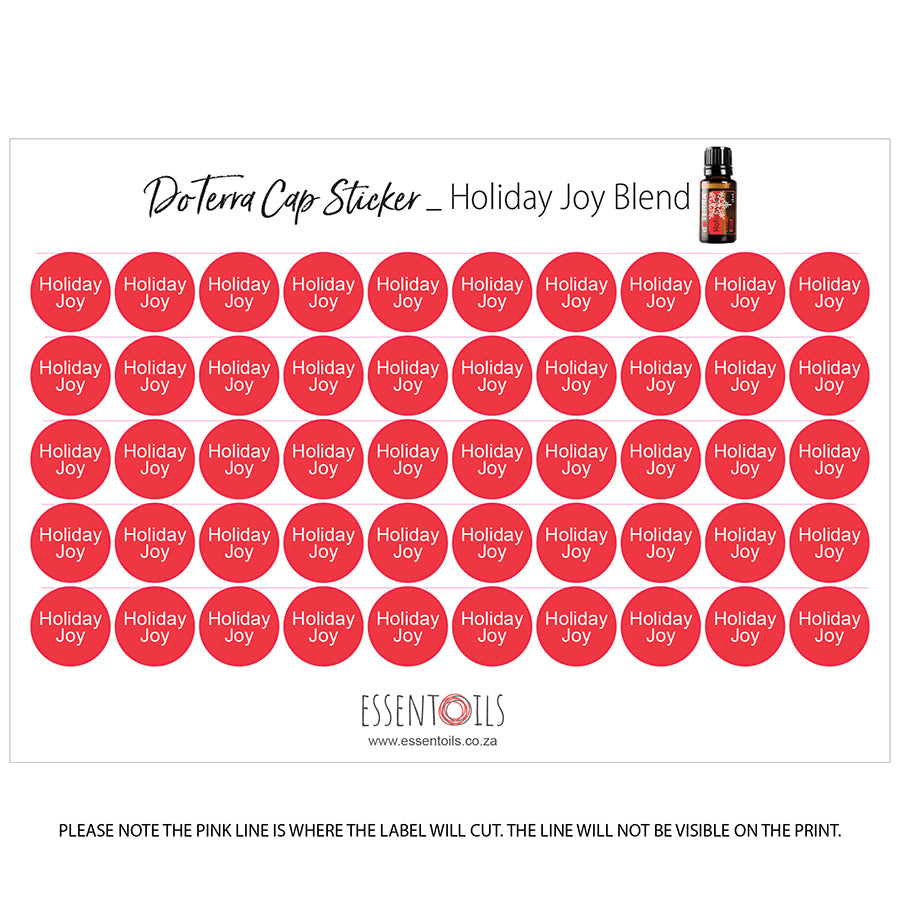 doTERRA Cap Stickers - Blends - Sheets of 50 - Holiday Joy - essentoils.co.za