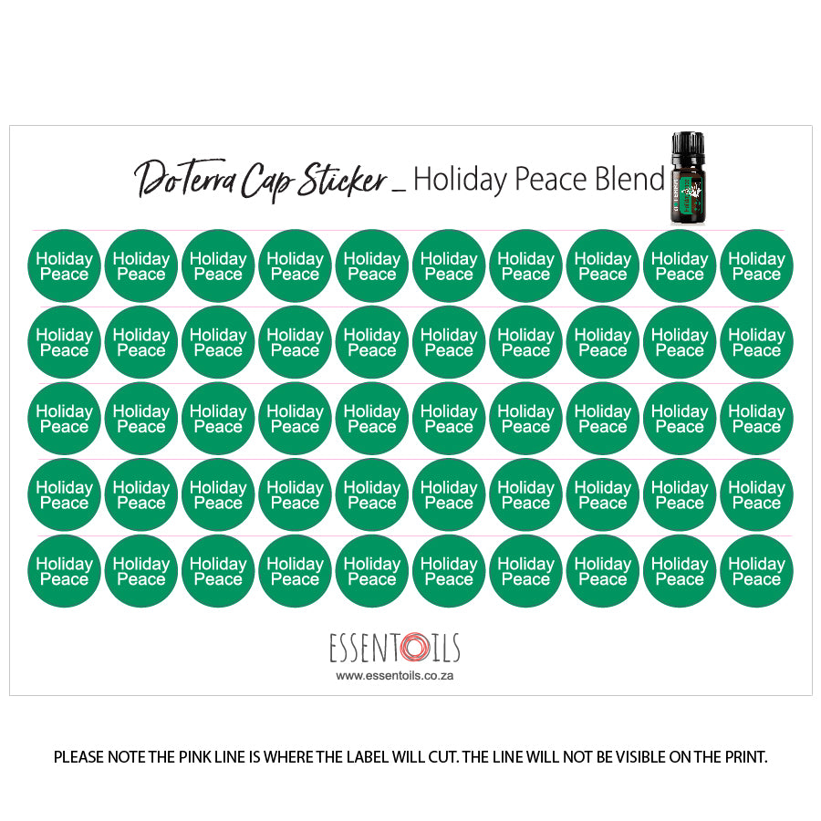 doTERRA Cap Stickers - Blends - Sheets of 50 - Holiday Peace - essentoils.co.za