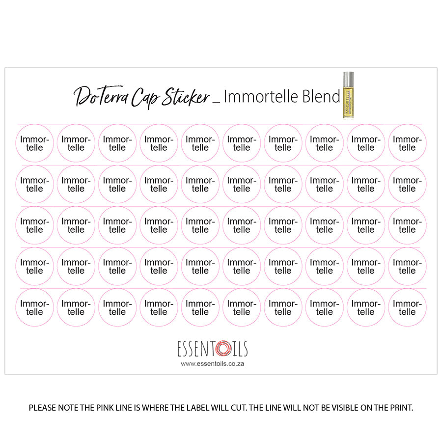doTERRA Cap Stickers - Blends - Sheets of 50 - Imortelle - essentoils.co.za