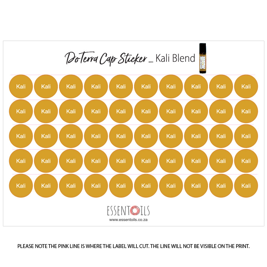 doTERRA Cap Stickers - Blends - Sheets of 50 - Kali - essentoils.co.za